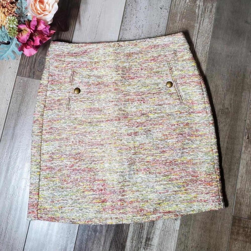 Ann Taylor Loft Pink & Beige Tweed Mini Skirt Women's Size XS (0)